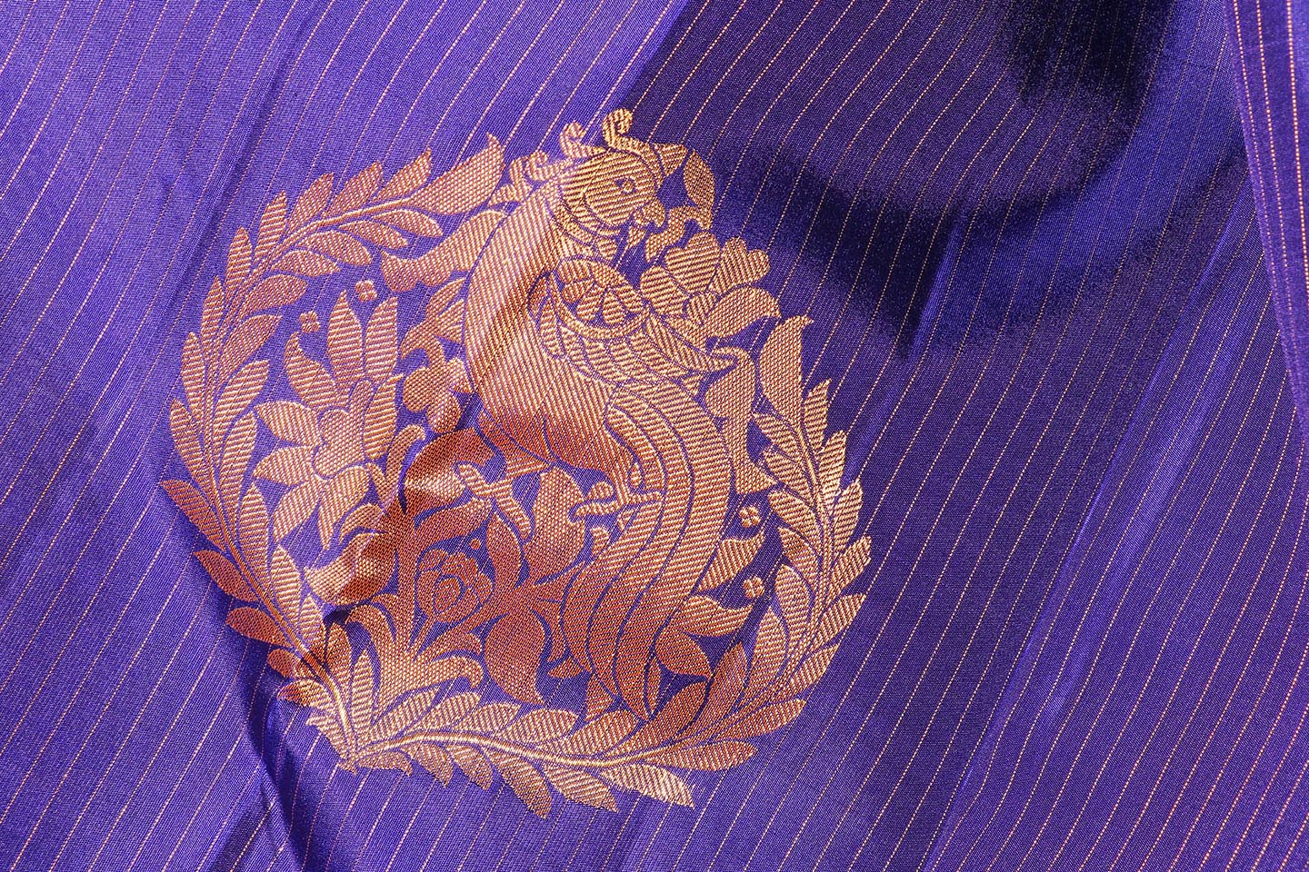 Blueberry & Rani Pink Kanjeevaram Silk Saree 050