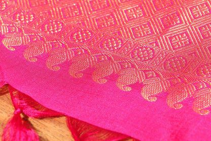 Blueberry & Rani Pink Kanjeevaram Silk Saree 050