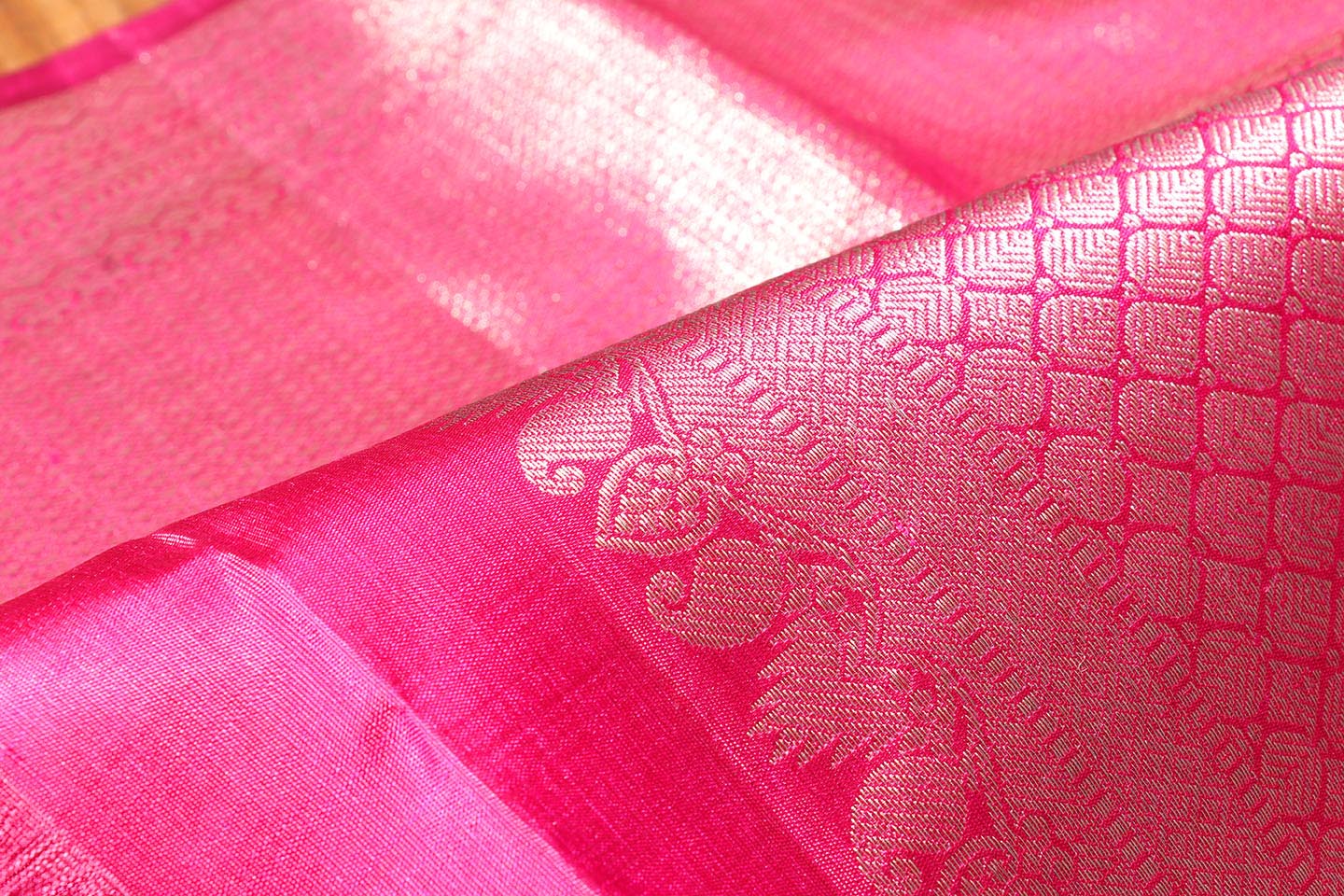 Rose Pink & Mustard Yellow Kanjeevaram Silk Saree 051