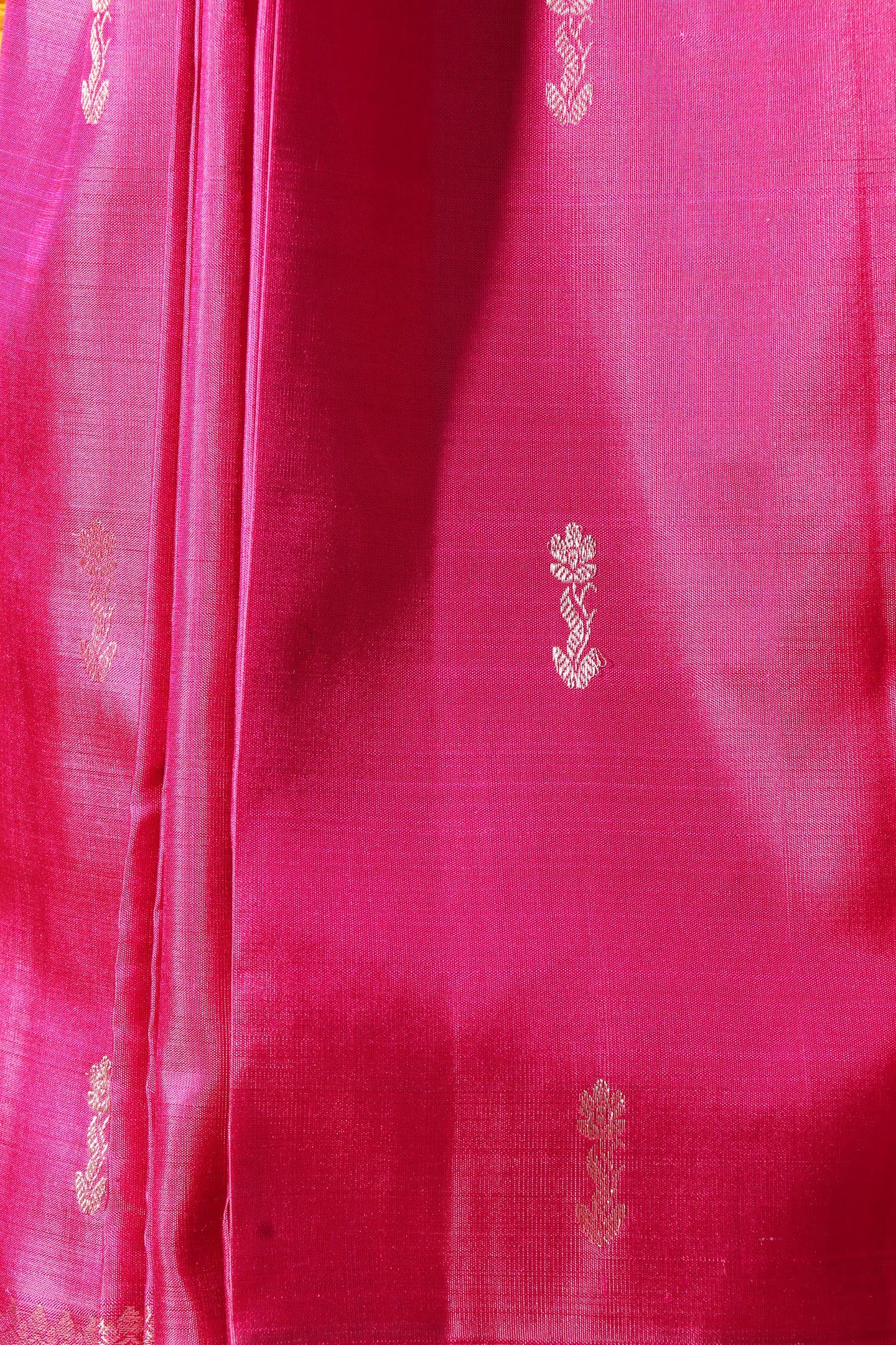 Rose Pink & Mustard Yellow Kanjeevaram Silk Saree 051
