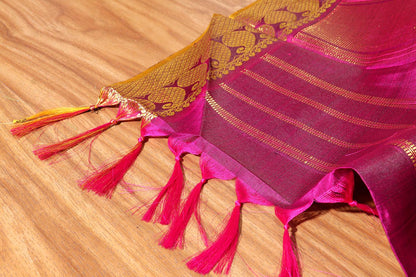 Black & Rani Pink Contemporary Kanjeevaram Silk Saree 052
