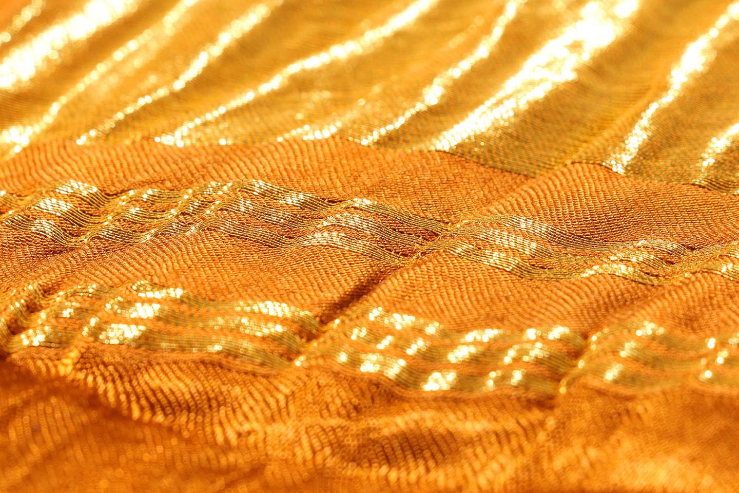 Mustard Ochre Hand-Tied Bandhani Silk Saree 053