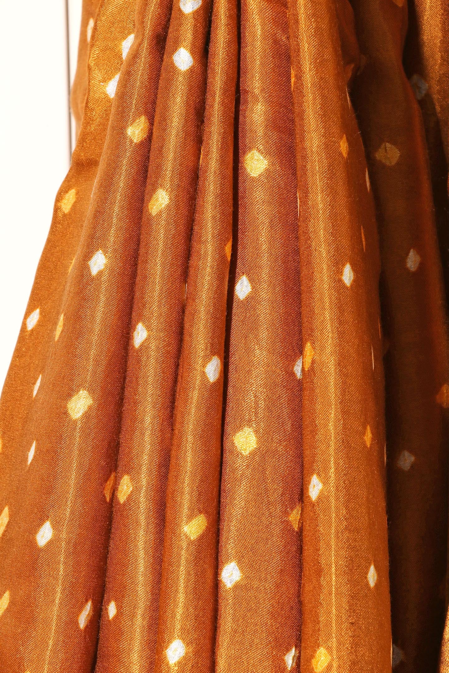 Mustard Ochre Hand-Tied Bandhani Silk Saree 053
