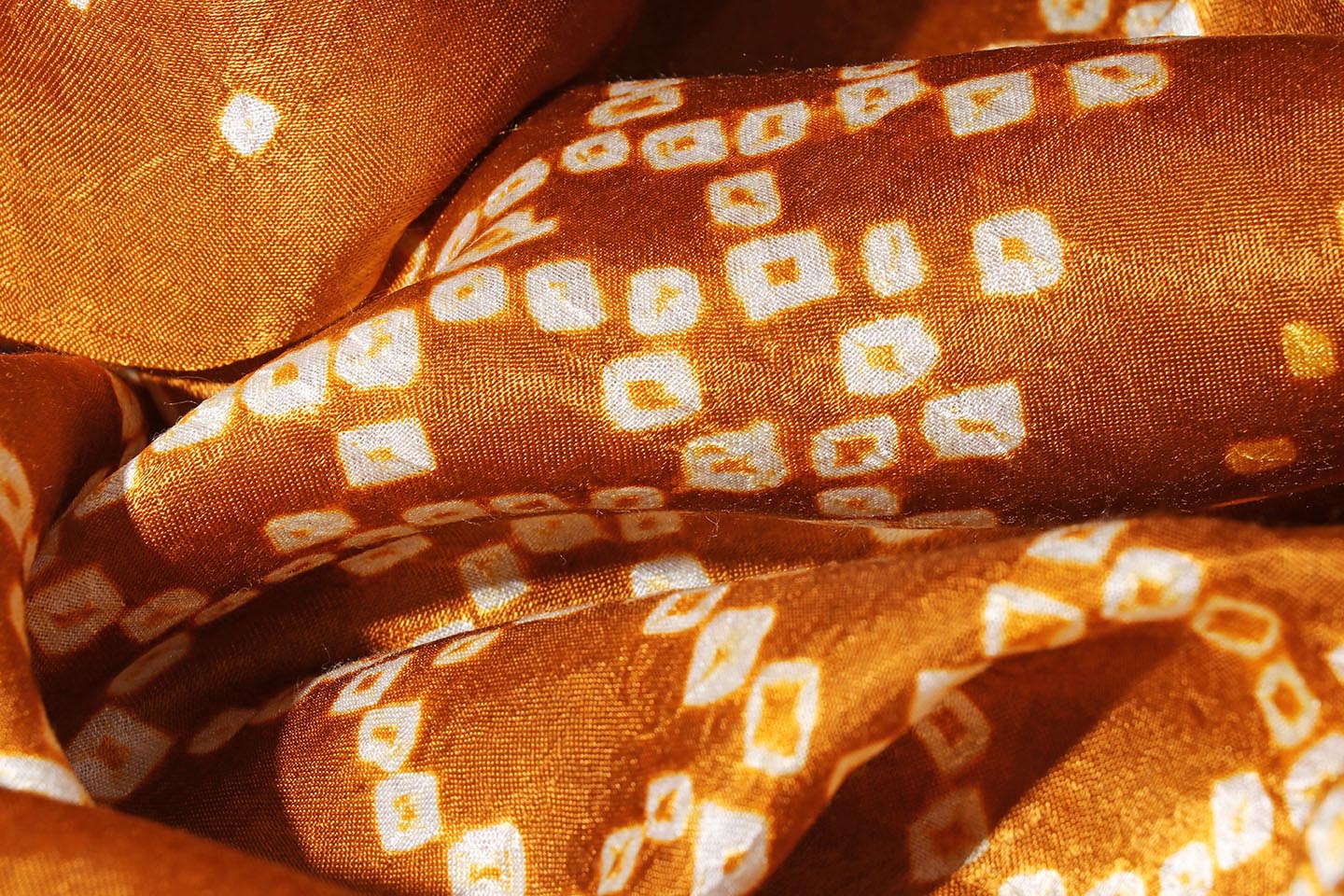 Mustard Ochre Hand-Tied Bandhani Silk Saree 053