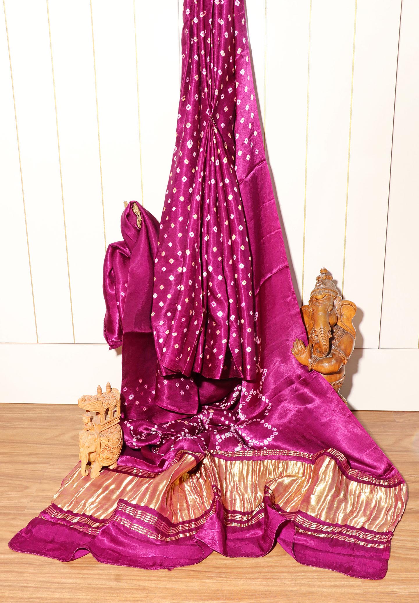 Royal Purple Handcrafted Bandhani Silk Saree 054