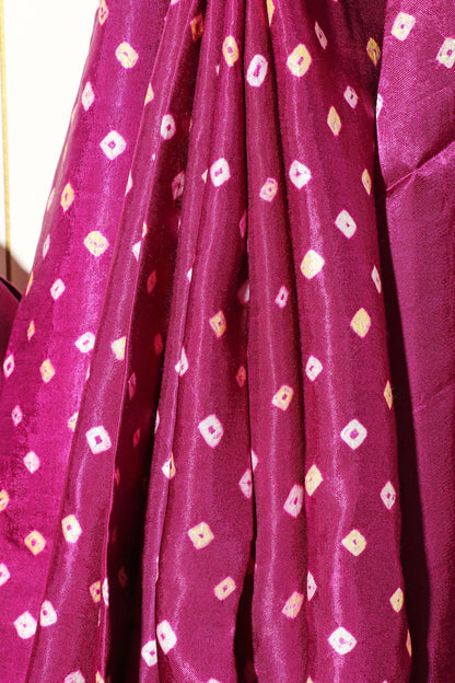 Royal Purple Handcrafted Bandhani Silk Saree 054