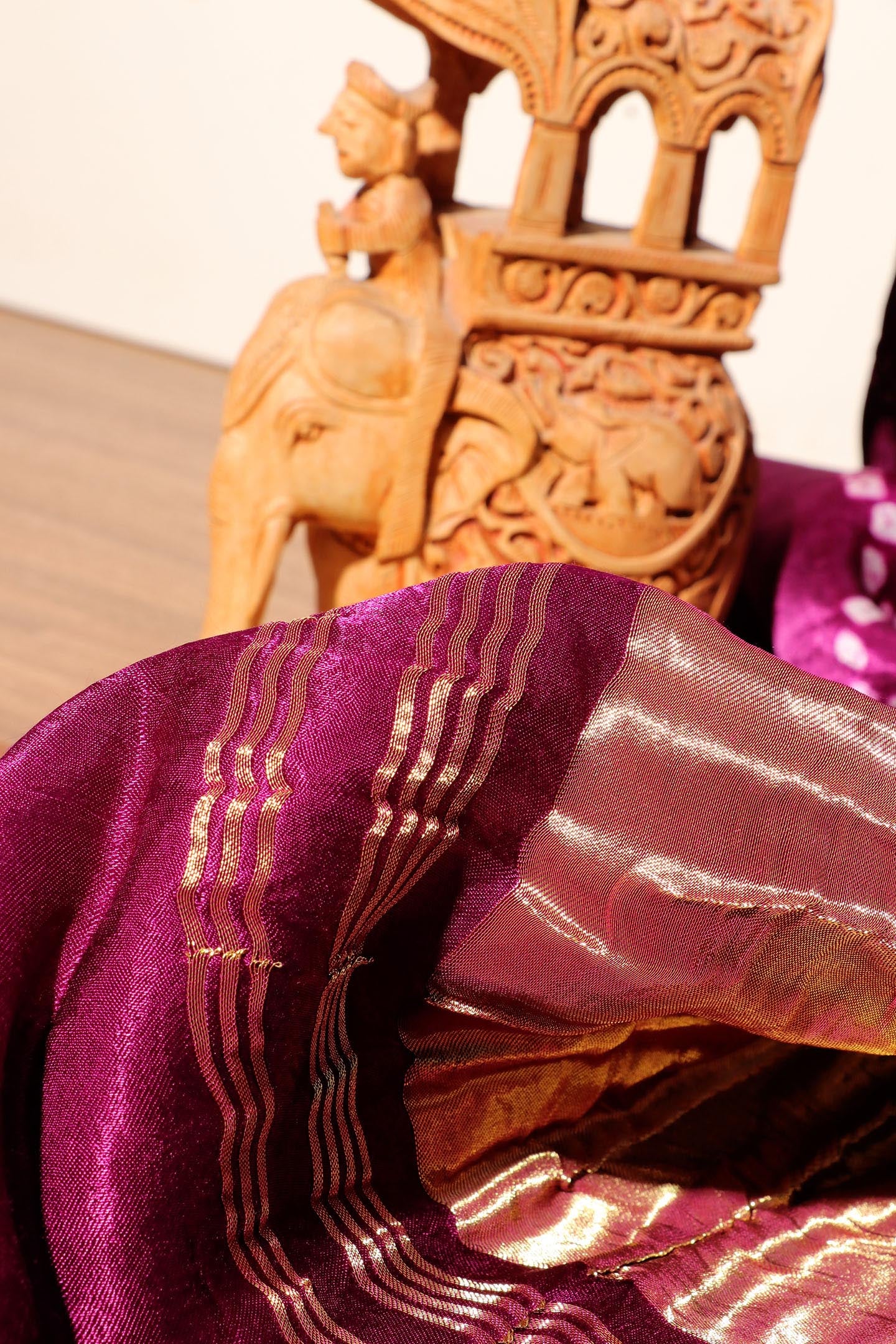 Royal Purple Handcrafted Bandhani Silk Saree 054