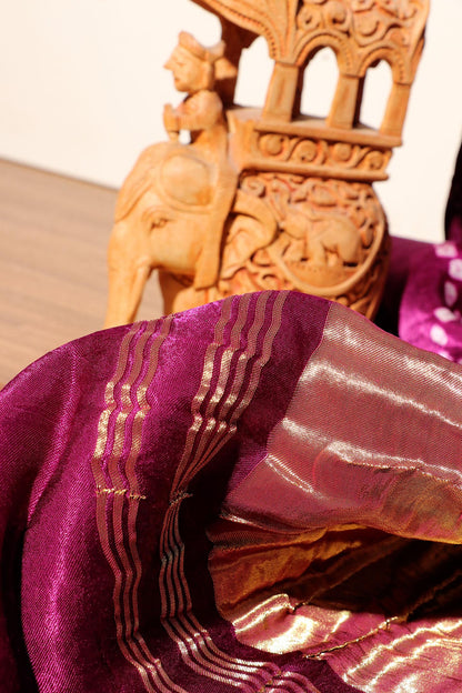 Royal Purple Handcrafted Bandhani Silk Saree 054