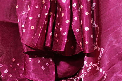 Royal Purple Handcrafted Bandhani Silk Saree 054