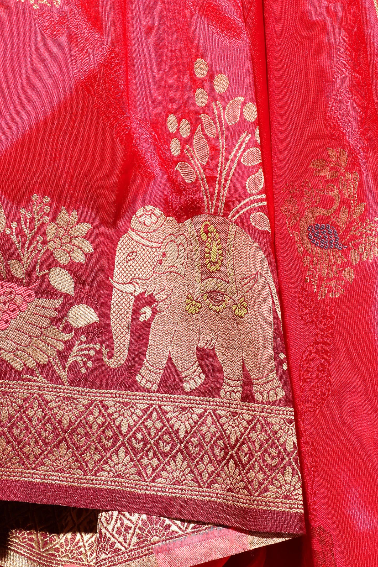 Shocking Pink & Purple Dola Silk Saree with Royal Motifs 060