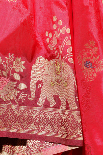 Shocking Pink & Purple Dola Silk Saree with Royal Motifs 060