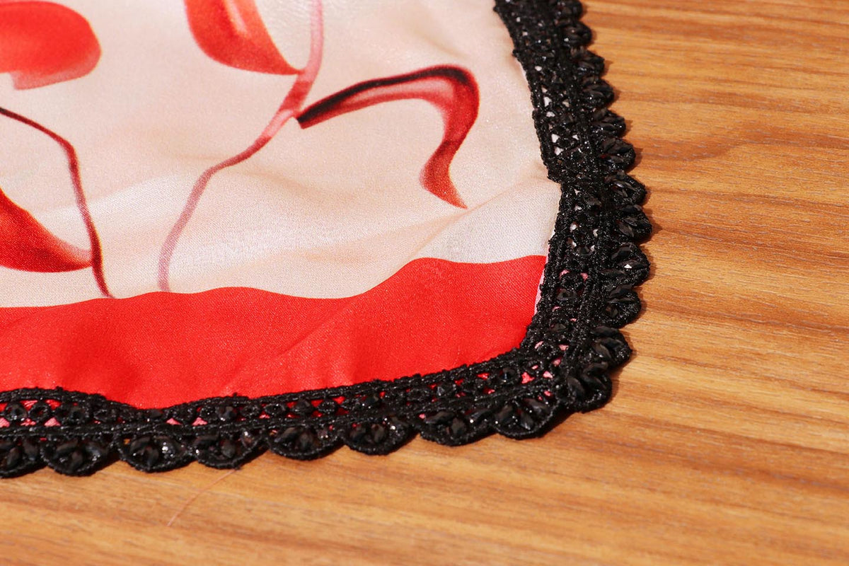 Ivory Blossom Digital Print Saree with Black Lace Border 063