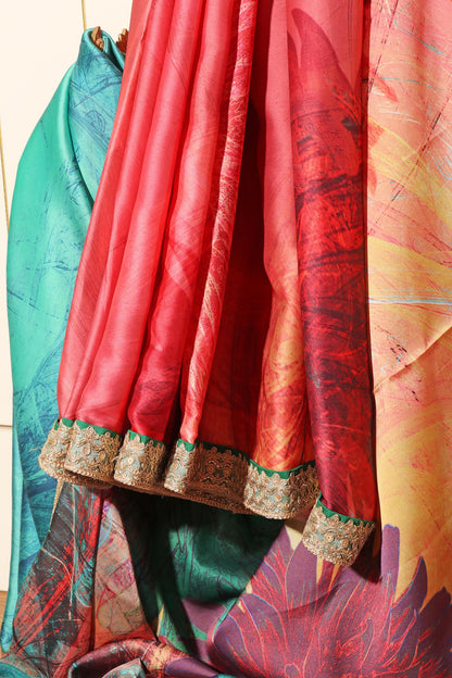 Sunrise Symphony Reshmi Silk Saree with Gota Patti Border 069
