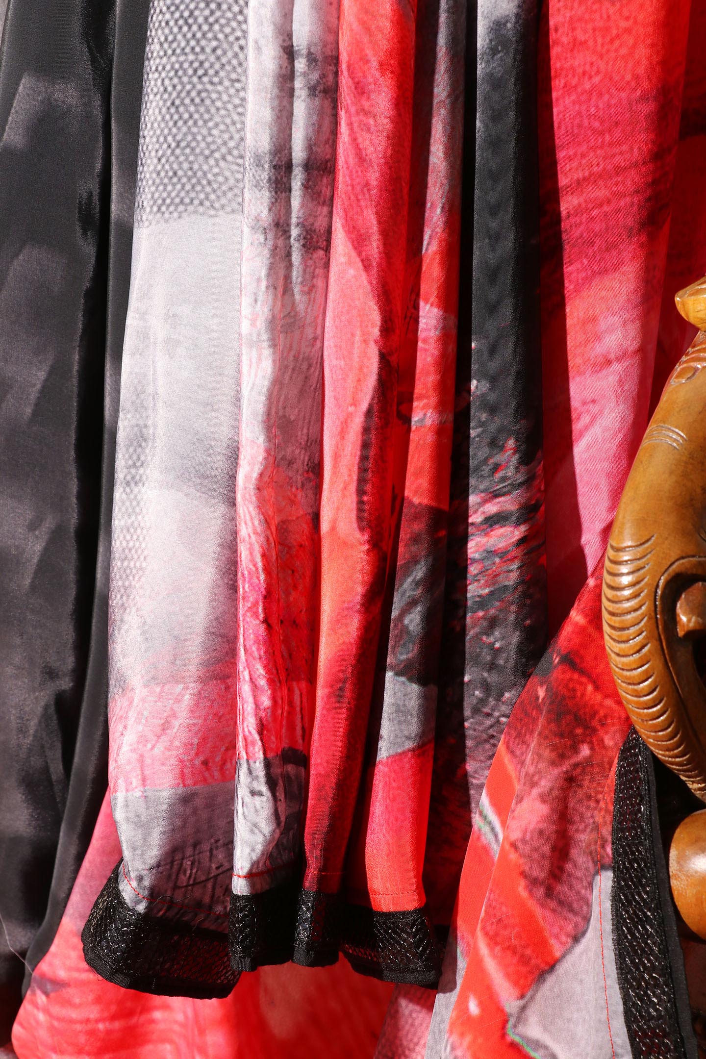 Smoke & Flame Digital Print Saree with Sequin Black Border 070