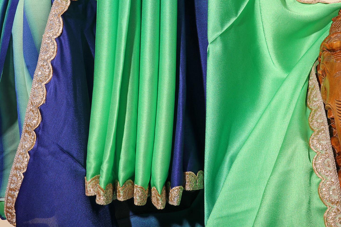 Ocean Breeze Ombre Saree with Scalloped Zari Lace 073