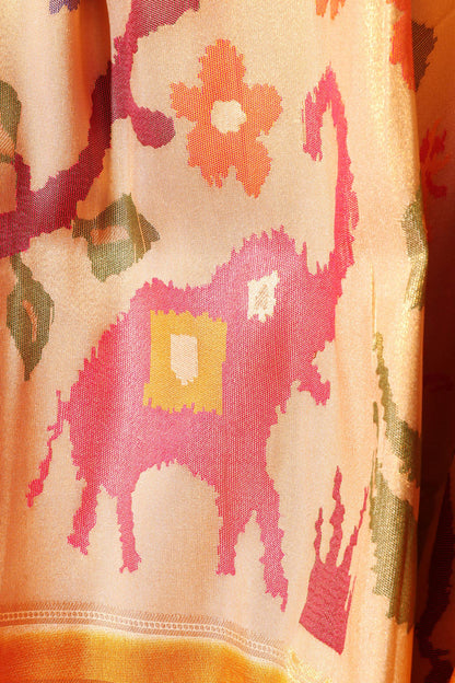 Kosiya Kanjivaram Fusion Saree in Beige & Mustard 075