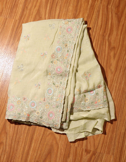 Pista Whisper Chiffon Tissue Saree with Pastel Embroidery & Swarovski Detail 078