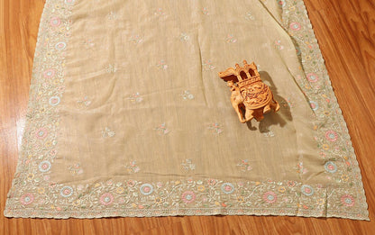Pista Whisper Chiffon Tissue Saree with Pastel Embroidery & Swarovski Detail 078