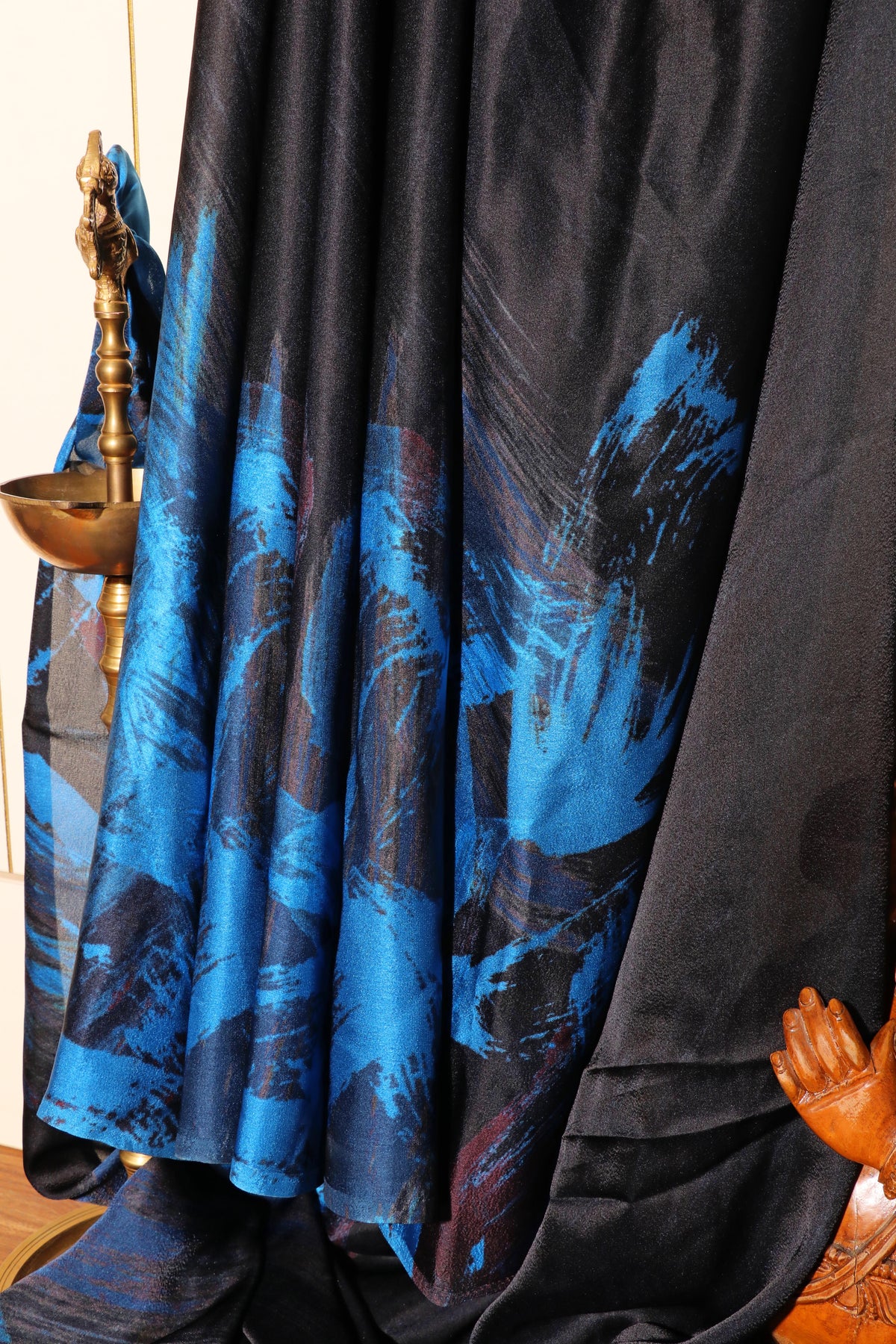 Midnight Azure Digital Georgette Saree 079