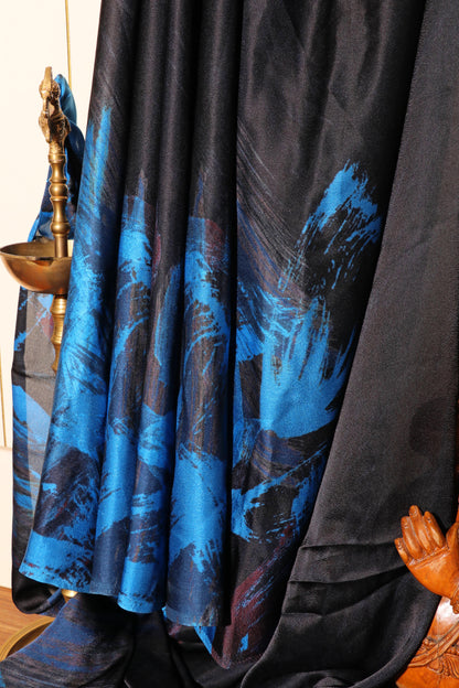 Midnight Azure Digital Georgette Saree 079