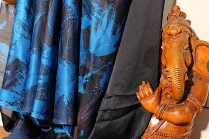 Midnight Azure Digital Georgette Saree 079