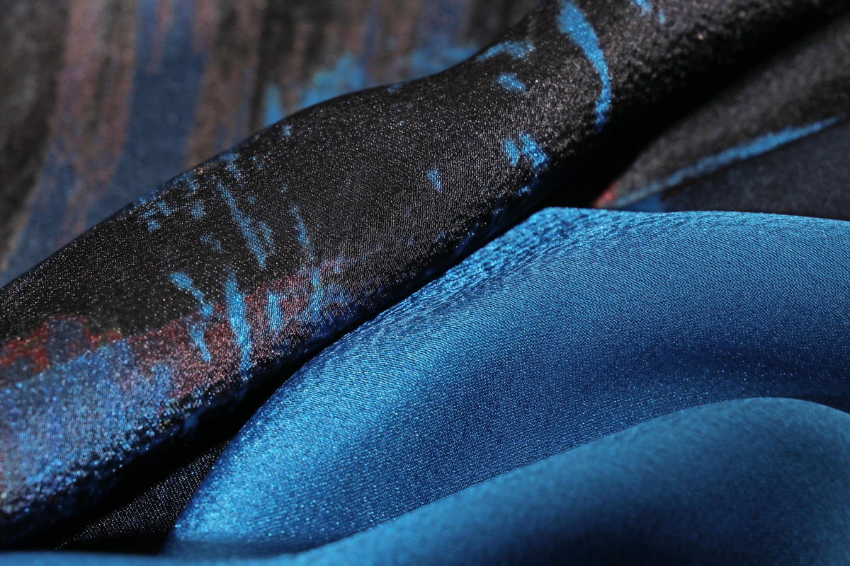 Midnight Azure Digital Georgette Saree 079