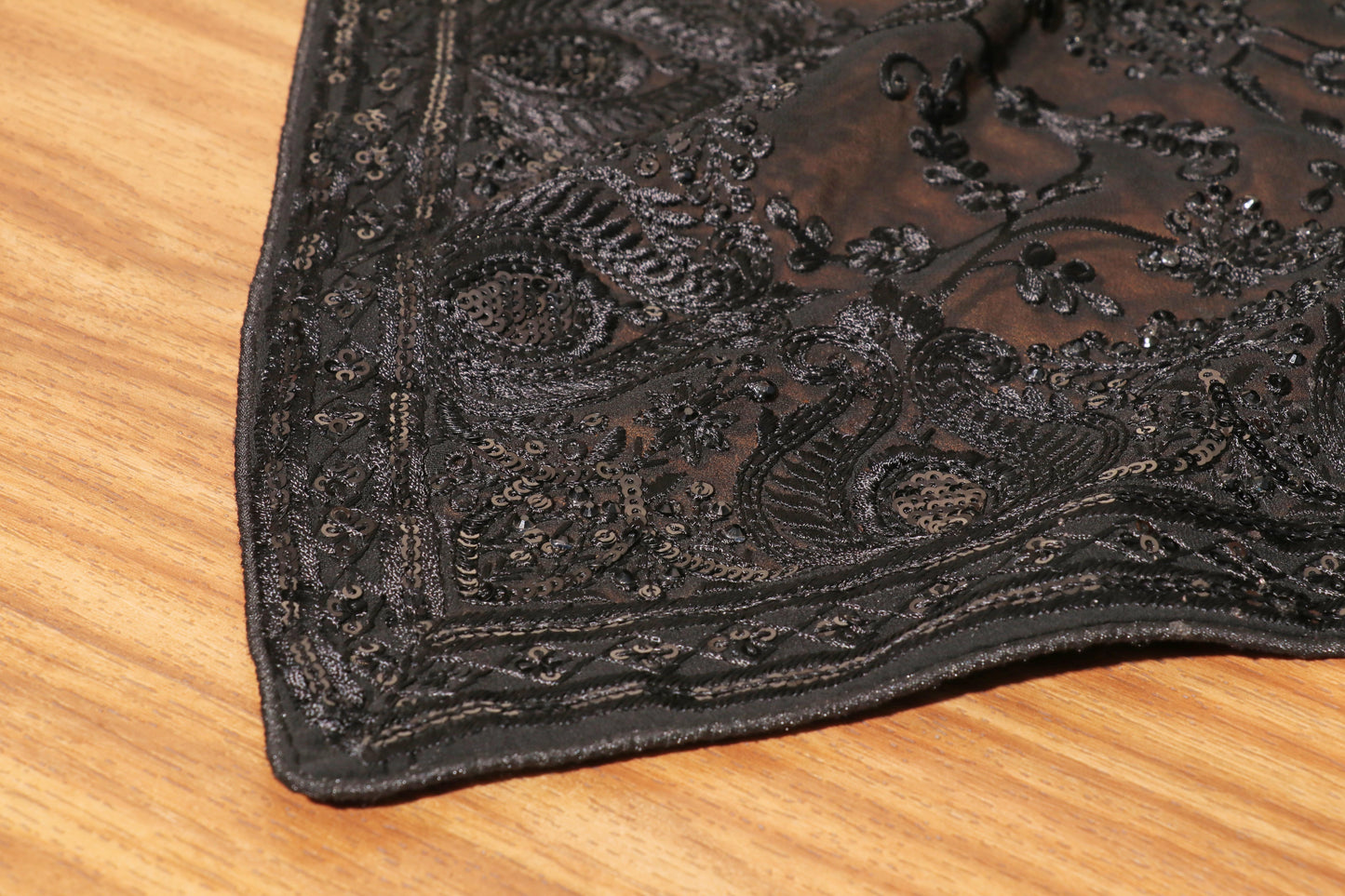 Midnight Elegance Embroidered Black Saree 084