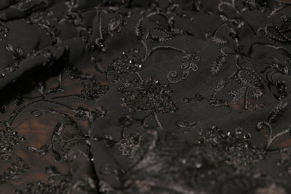 Midnight Elegance Embroidered Black Saree 084