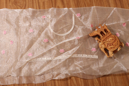Lotus Bloom Ivory Net Saree 087