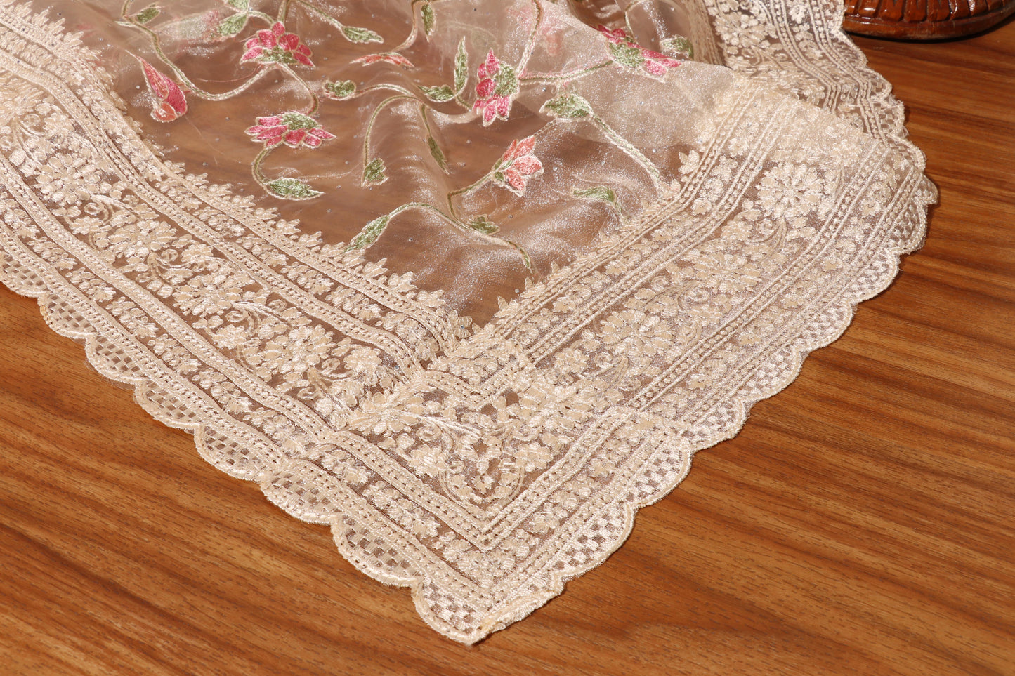 Lotus Bloom Ivory Net Saree 087