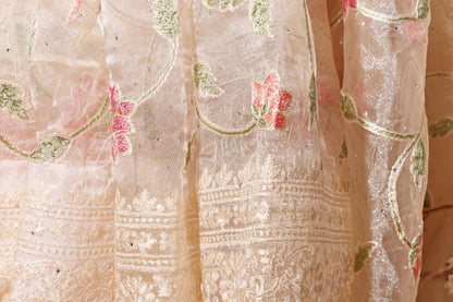 Lotus Bloom Ivory Net Saree 087