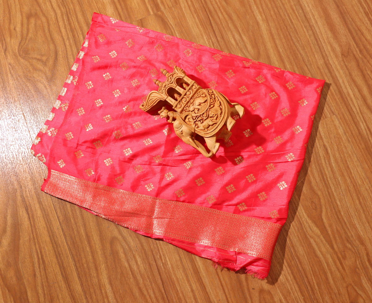 Peach Pink Damini Silk Saree with Zari Border 088