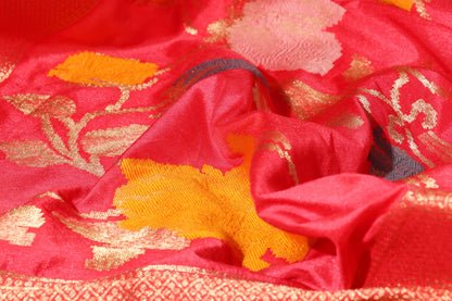 Peach Pink Damini Silk Saree with Zari Border 088