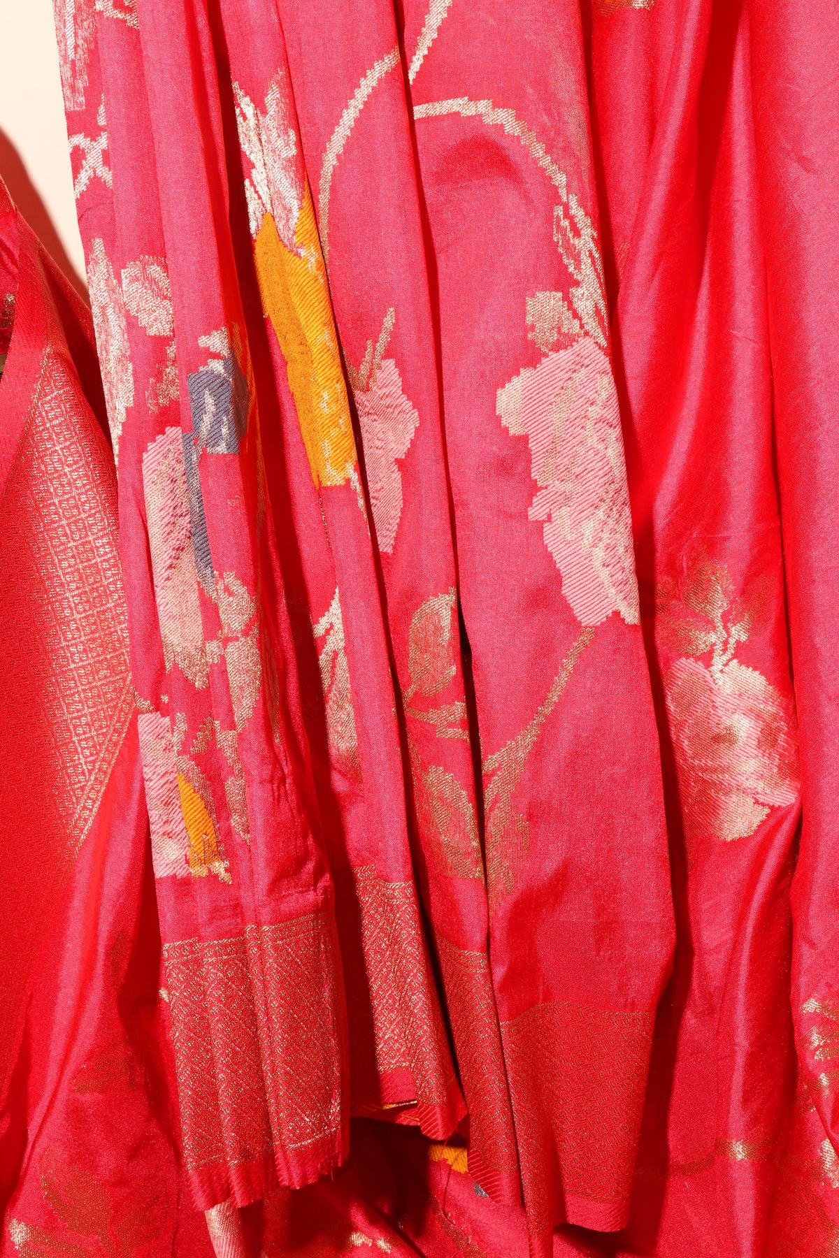 Peach Pink Damini Silk Saree with Zari Border 088