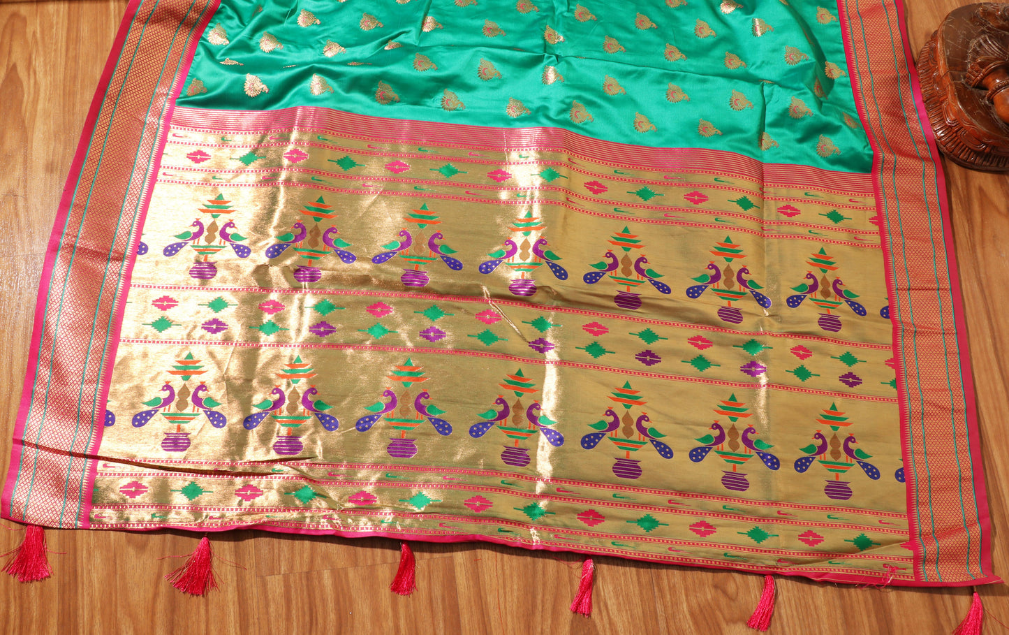 Peacock Varnam:  Pre- draped Paithani Silk Saree 093