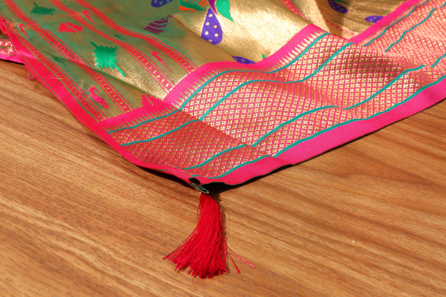 Peacock Varnam:  Pre- draped Paithani Silk Saree 093