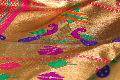 Peacock Varnam:  Pre- draped Paithani Silk Saree 093