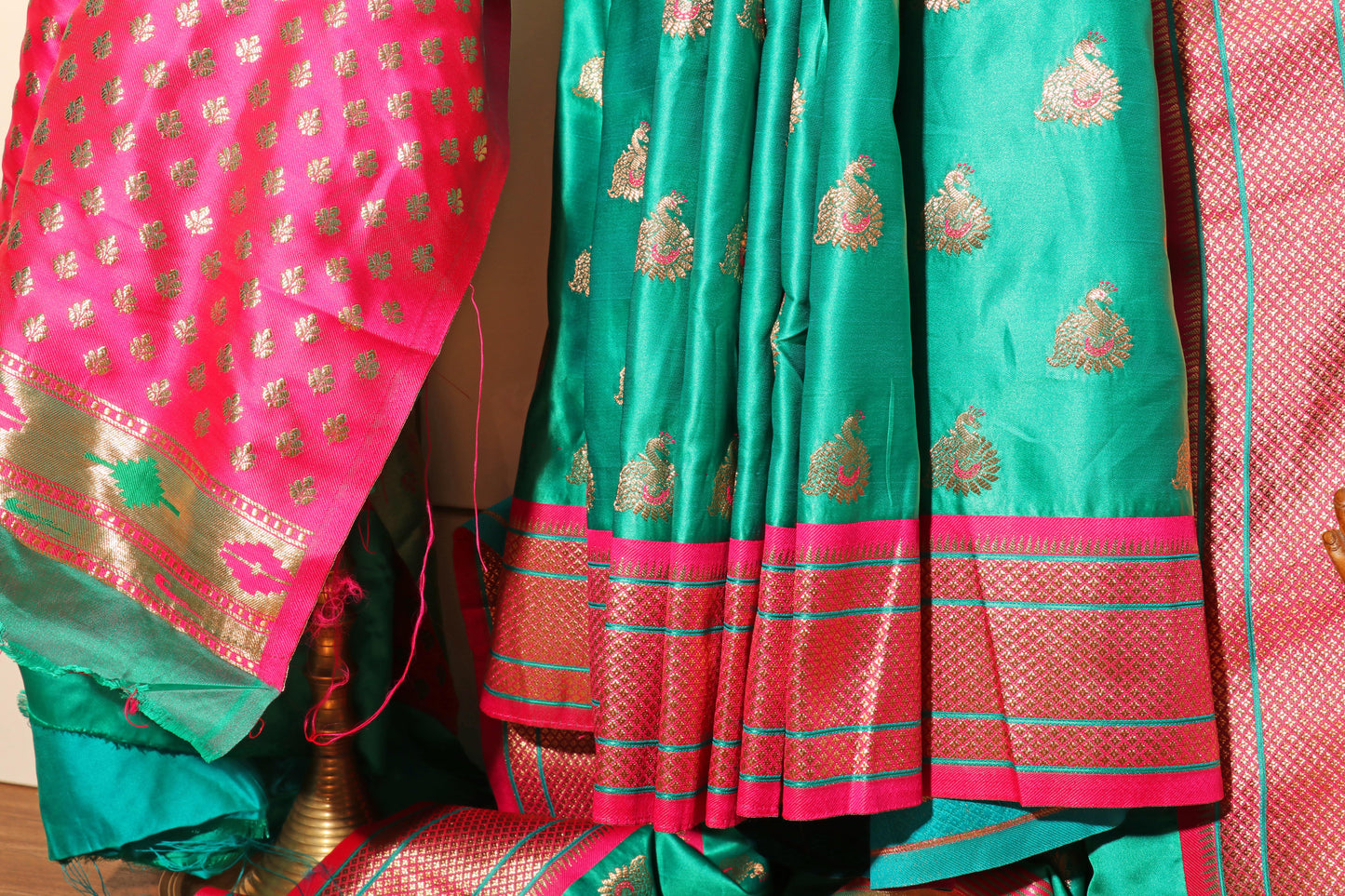 Peacock Varnam:  Pre- draped Paithani Silk Saree 093