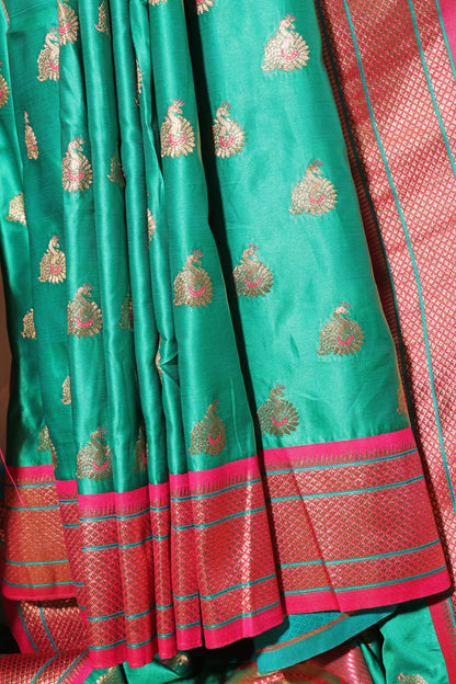 Peacock Varnam:  Pre- draped Paithani Silk Saree 093