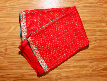 Rajnandini – Red Bandhani Georgette Saree with Gota Patti Border 130