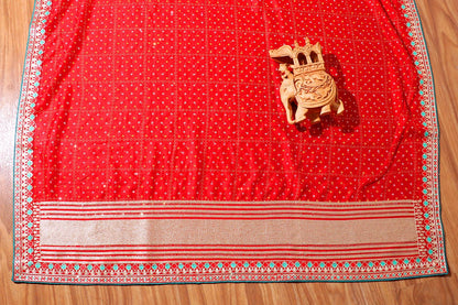 Rajnandini – Red Bandhani Georgette Saree with Gota Patti Border 130