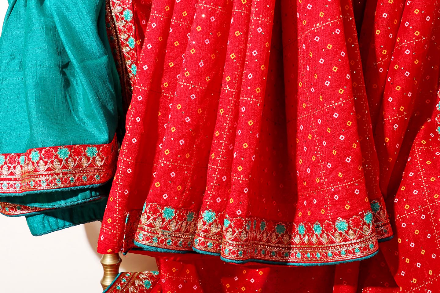 Rajnandini – Red Bandhani Georgette Saree with Gota Patti Border 130