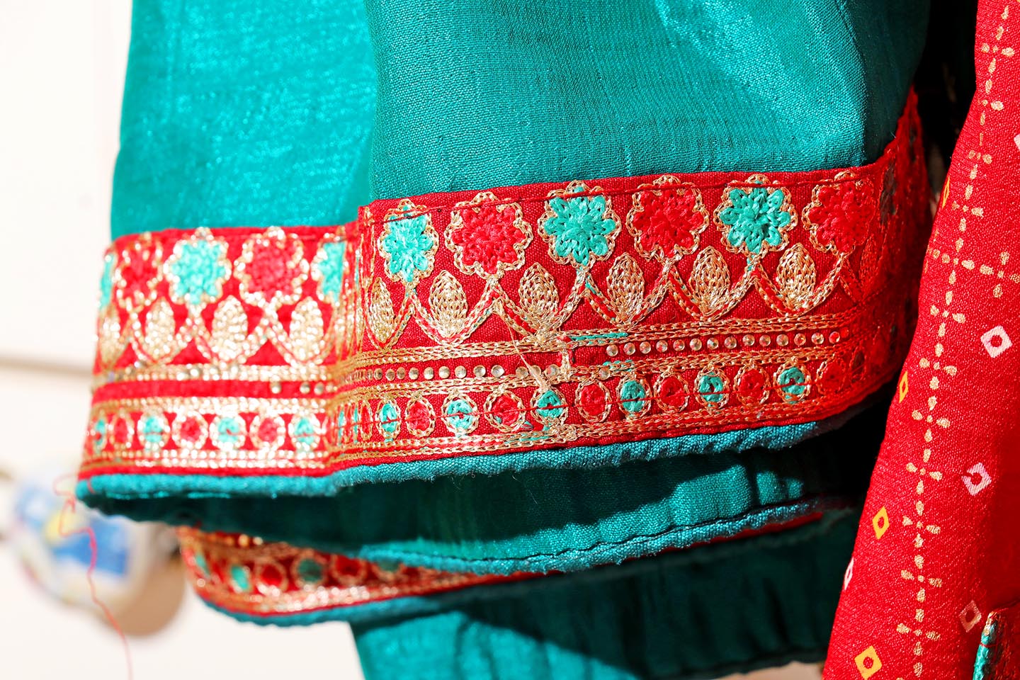 Rajnandini – Red Bandhani Georgette Saree with Gota Patti Border 130