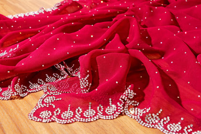 Ruhani – Crimson Red Georgette Saree with Swarovski Detailing 131