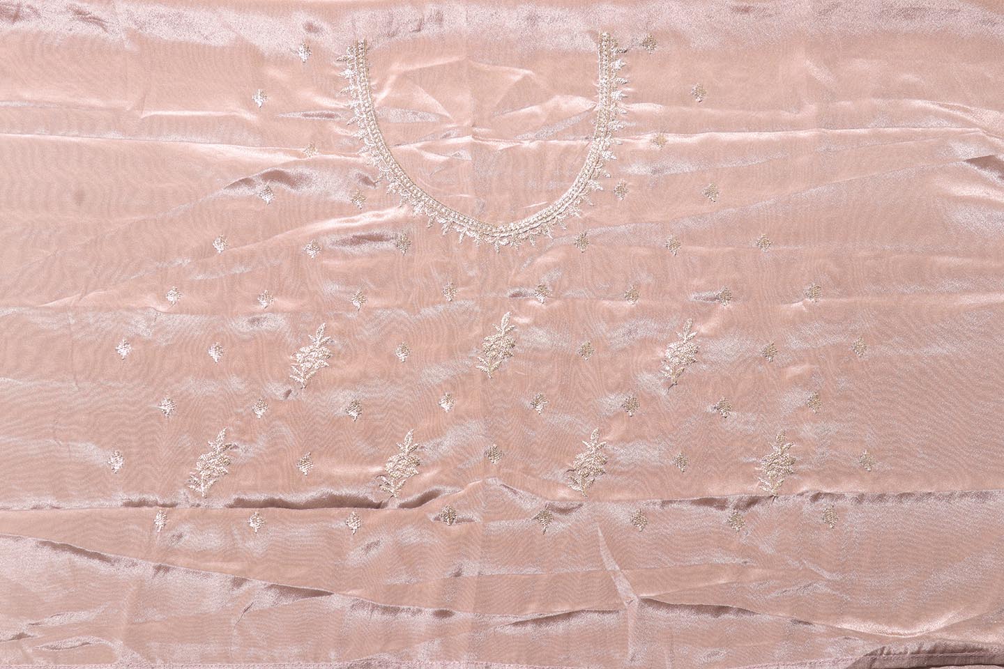 Mrinalini – Taupe Satin Georgette Saree with Silver Thread Embroidery 132