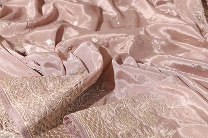 Mrinalini – Taupe Satin Georgette Saree with Silver Thread Embroidery 132