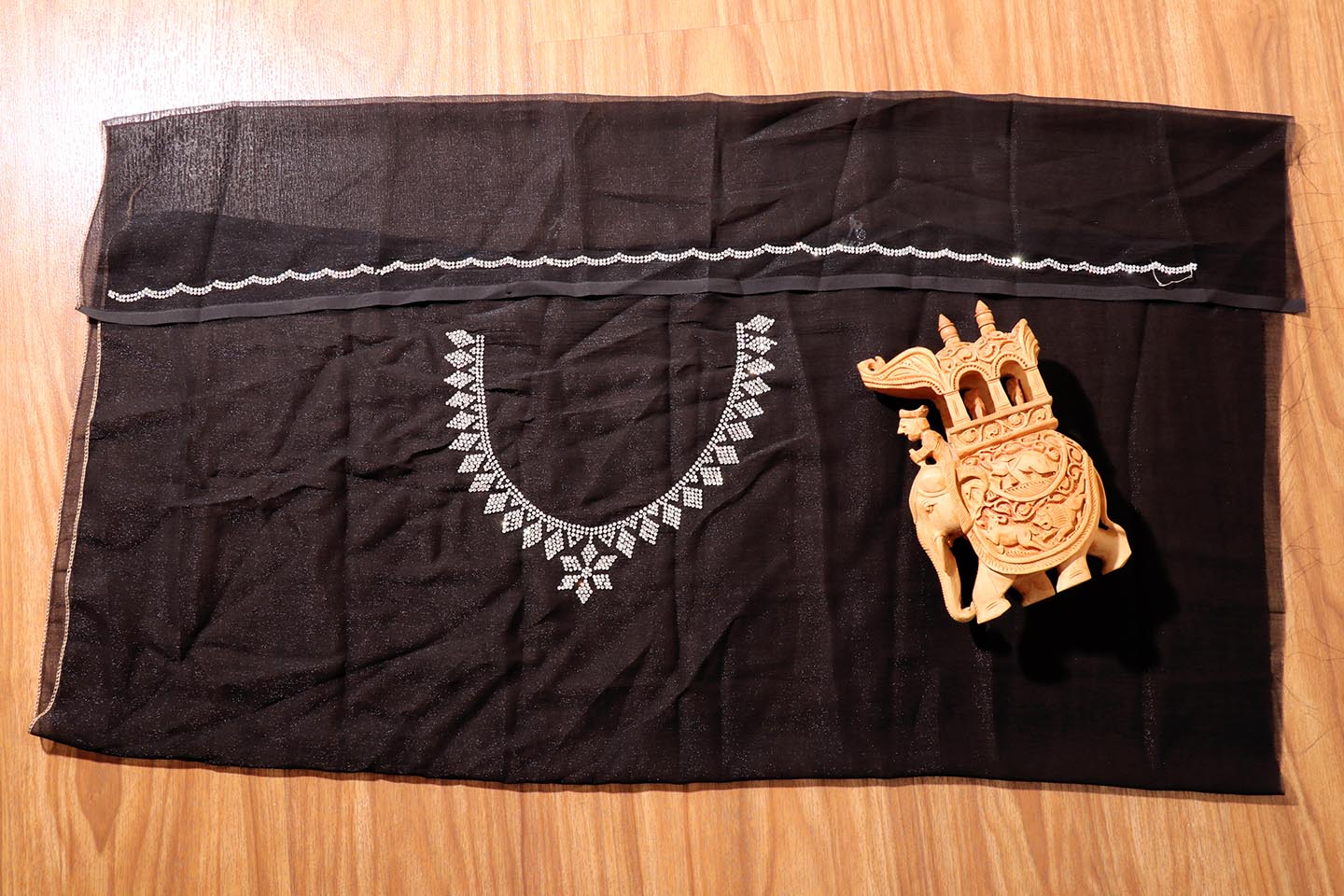 Noor – Black Sequin Georgette Saree with Crystal Border 133
