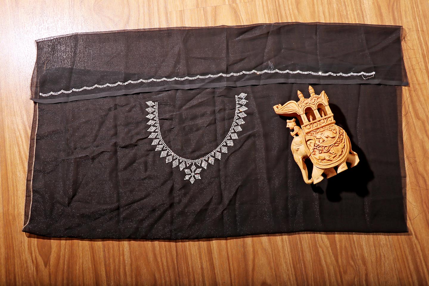 Noor – Black Sequin Georgette Saree with Crystal Border 133