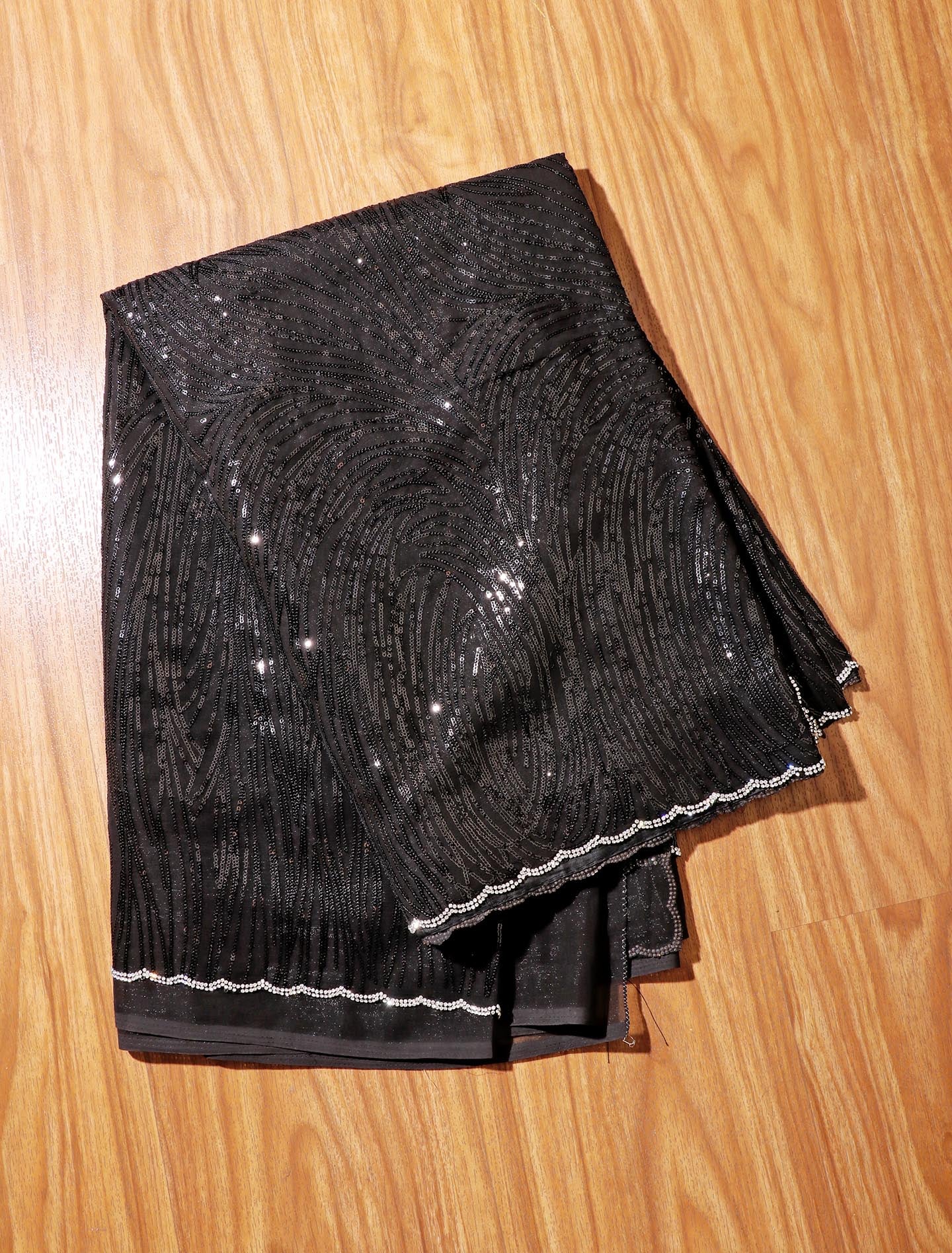 Noor – Black Sequin Georgette Saree with Crystal Border 133
