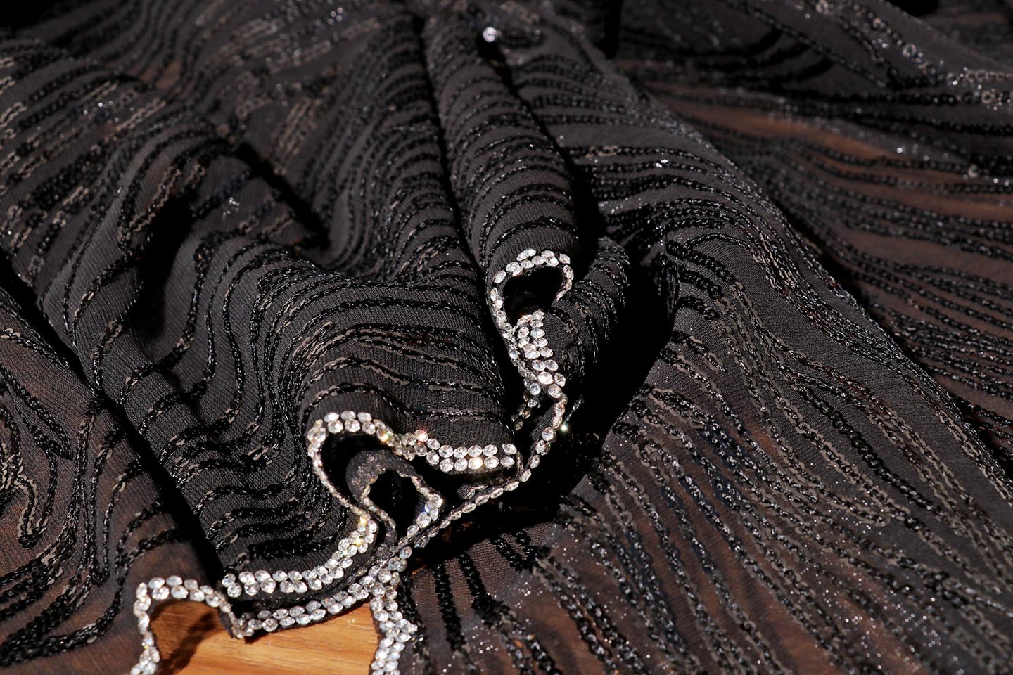 Noor – Black Sequin Georgette Saree with Crystal Border 133